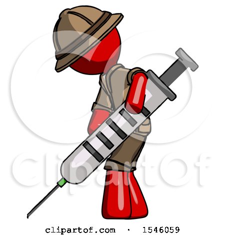 Red Explorer Ranger Man Using Syringe Giving Injection by Leo Blanchette