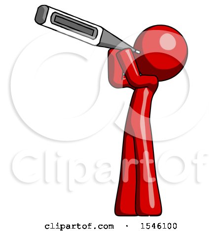 Red Design Mascot Man Thermometer in Mouth by Leo Blanchette
