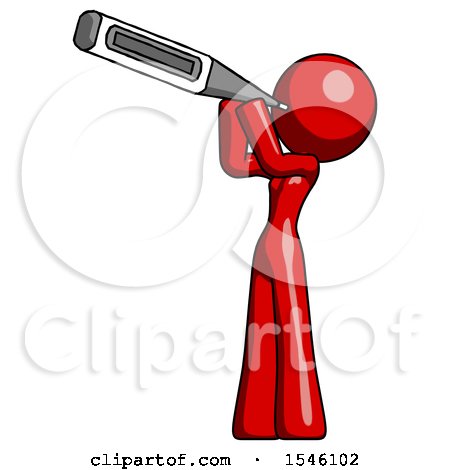 Red Design Mascot Woman Thermometer in Mouth by Leo Blanchette