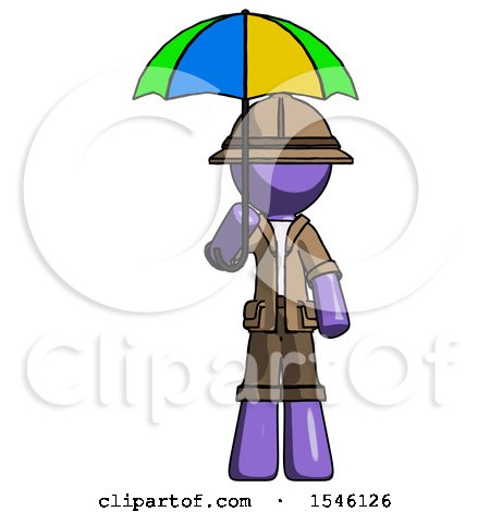Purple Explorer Ranger Man Holding Umbrella Rainbow Colored by Leo Blanchette