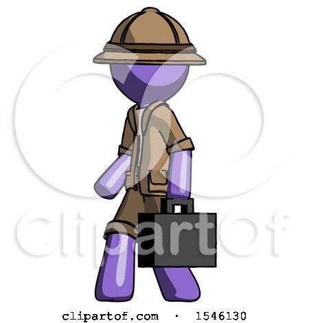 Purple Explorer Ranger Man Walking with Briefcase to the Left by Leo Blanchette
