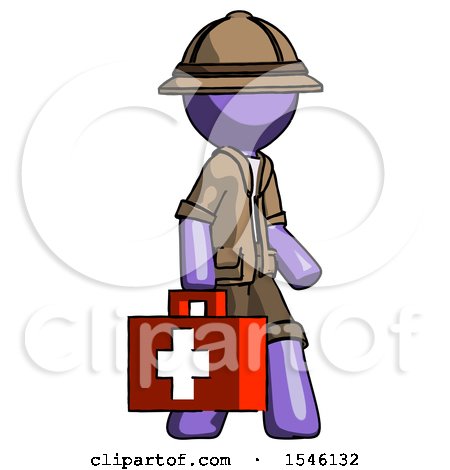 Purple Explorer Ranger Man Walking with Medical Aid Briefcase to Right by Leo Blanchette