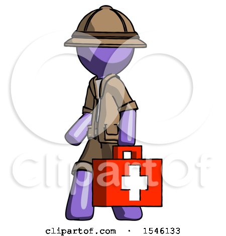 Purple Explorer Ranger Man Walking with Medical Aid Briefcase to Left by Leo Blanchette