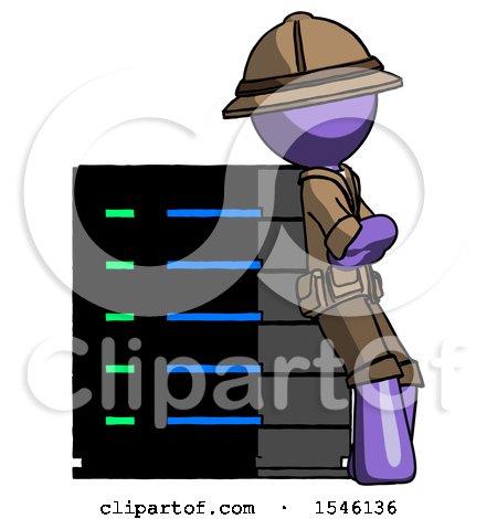 Purple Explorer Ranger Man Resting Against Server Rack Viewed at Angle by Leo Blanchette