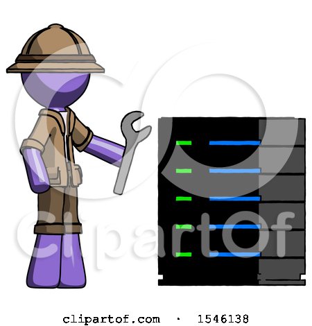 Purple Explorer Ranger Man Server Administrator Doing Repairs by Leo Blanchette