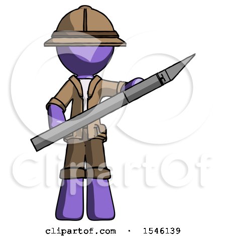 Purple Explorer Ranger Man Holding Large Scalpel by Leo Blanchette