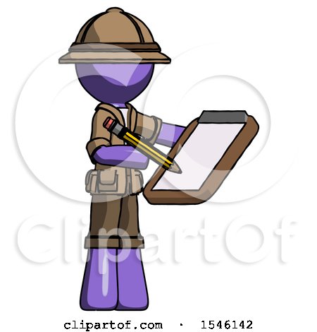 Purple Explorer Ranger Man Using Clipboard and Pencil by Leo Blanchette