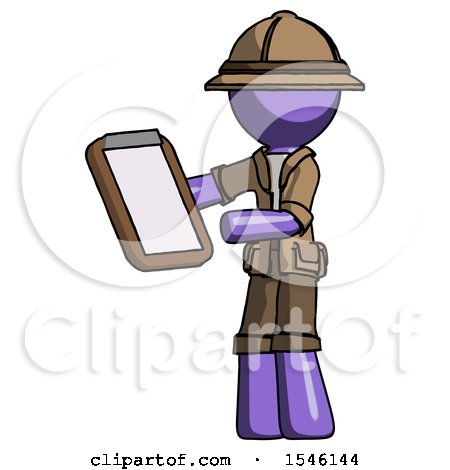 Purple Explorer Ranger Man Reviewing Stuff on Clipboard by Leo Blanchette