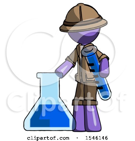 Purple Explorer Ranger Man Holding Test Tube Beside Beaker or Flask by Leo Blanchette