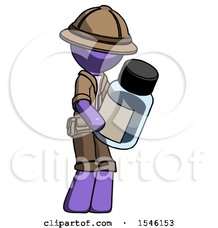 Purple Explorer Ranger Man Holding Glass Medicine Bottle by Leo Blanchette
