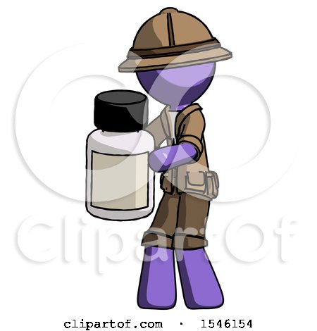 Purple Explorer Ranger Man Holding White Medicine Bottle by Leo Blanchette