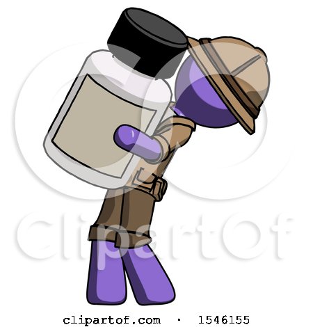 Purple Explorer Ranger Man Holding Large White Medicine Bottle by Leo Blanchette