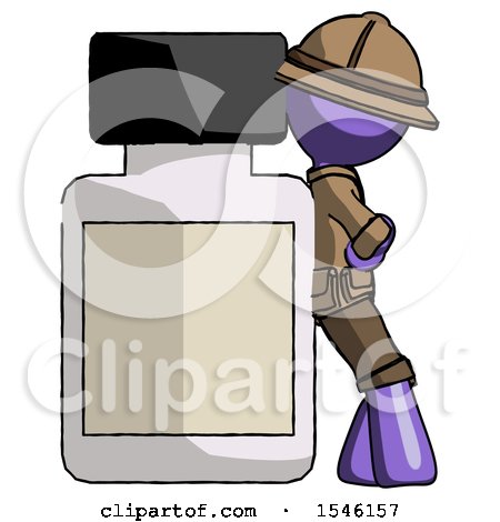 Purple Explorer Ranger Man Leaning Against Large Medicine Bottle by Leo Blanchette