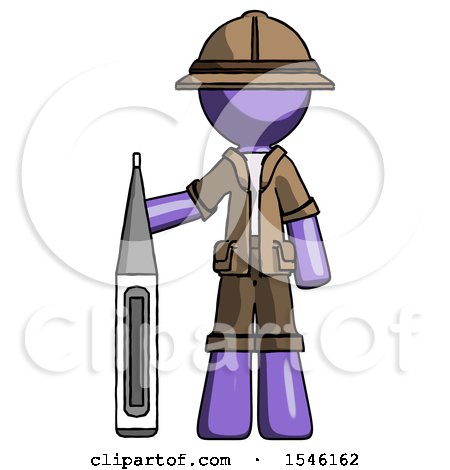 Purple Explorer Ranger Man Standing with Large Thermometer by Leo Blanchette