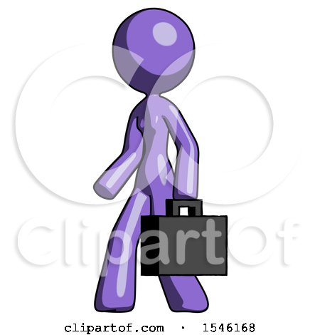Purple Design Mascot Woman Man Walking with Briefcase to the Left by Leo Blanchette