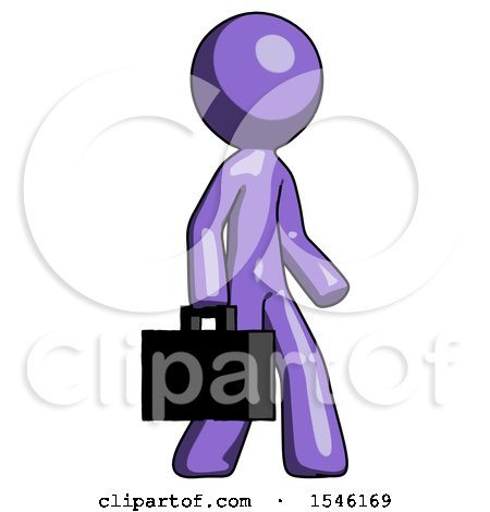 Purple Design Mascot Man Walking with Briefcase to the Right by Leo Blanchette