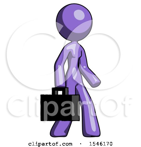 Purple Design Mascot Woman Walking with Briefcase to the Right by Leo Blanchette