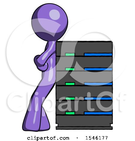 Purple Design Mascot Man Resting Against Server Rack by Leo Blanchette