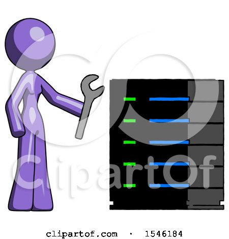 Purple Design Mascot Woman Server Administrator Doing Repairs by Leo Blanchette