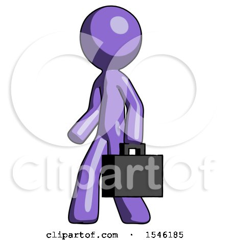 Purple Design Mascot Man Walking with Briefcase to the Left by Leo Blanchette