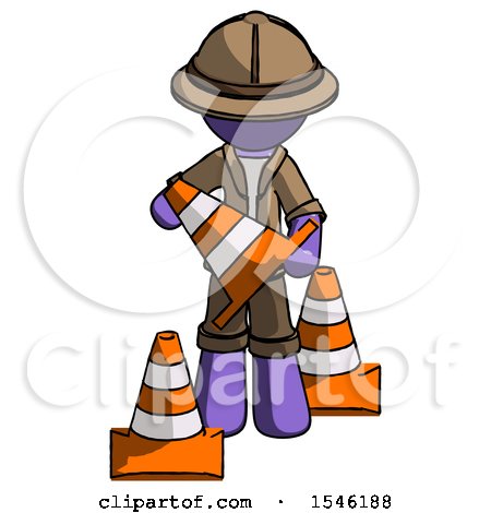 Purple Explorer Ranger Man Holding a Traffic Cone by Leo Blanchette