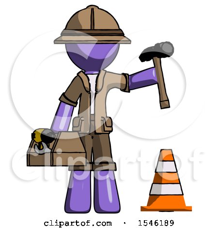 Purple Explorer Ranger Man Under Construction Concept, Traffic Cone and Tools by Leo Blanchette