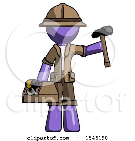 Purple Explorer Ranger Man Holding Tools and Toolchest Ready to Work by Leo Blanchette