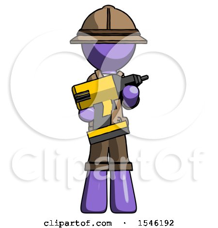 Purple Explorer Ranger Man Holding Large Drill by Leo Blanchette