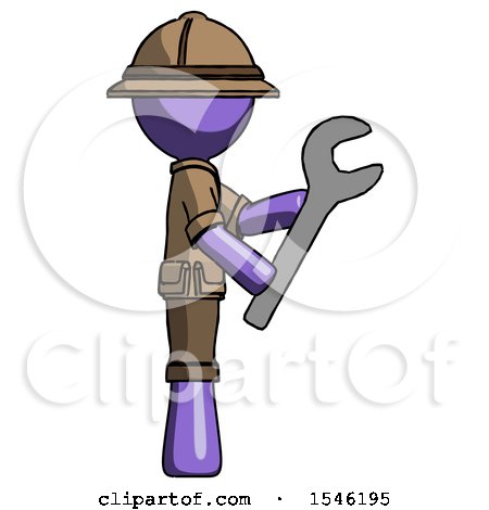 Purple Explorer Ranger Man Using Wrench Adjusting Something to Right by Leo Blanchette