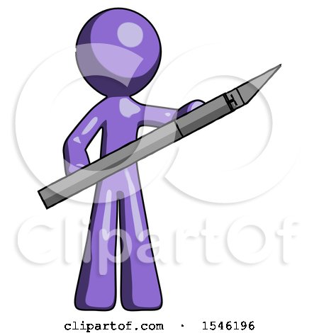 Purple Design Mascot Man Holding Large Scalpel by Leo Blanchette