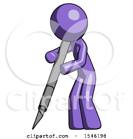 Purple Design Mascot Man Cutting with Large Scalpel by Leo Blanchette