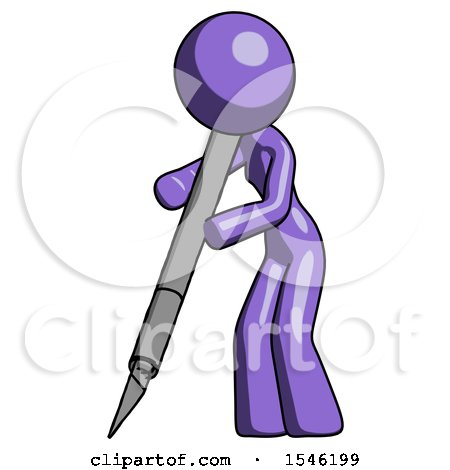 Purple Design Mascot Woman Cutting with Large Scalpel by Leo Blanchette