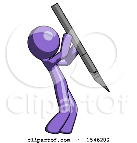 Purple Design Mascot Man Stabbing or Cutting with Scalpel by Leo Blanchette