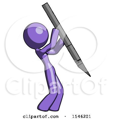 Purple Design Mascot Woman Stabbing or Cutting with Scalpel by Leo Blanchette