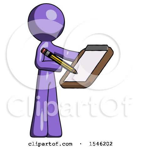 Purple Design Mascot Man Using Clipboard and Pencil by Leo Blanchette