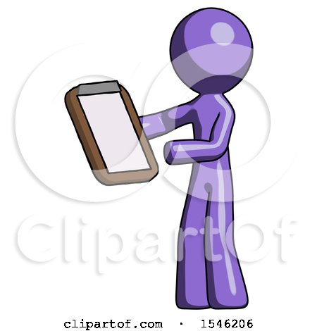 Purple Design Mascot Man Reviewing Stuff on Clipboard by Leo Blanchette