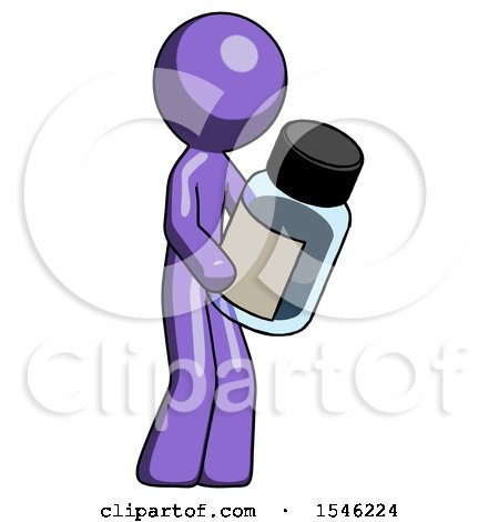 Purple Design Mascot Man Holding Glass Medicine Bottle by Leo Blanchette