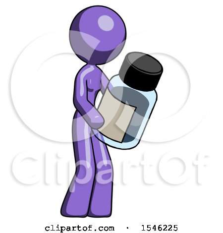 Purple Design Mascot Woman Holding Glass Medicine Bottle by Leo Blanchette