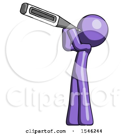 Purple Design Mascot Man Thermometer in Mouth by Leo Blanchette