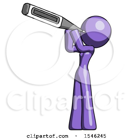 Purple Design Mascot Woman Thermometer in Mouth by Leo Blanchette