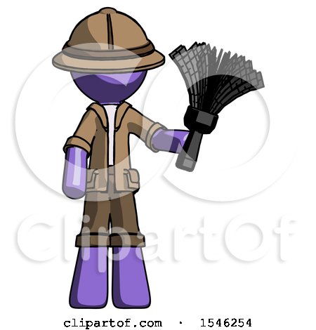 Purple Explorer Ranger Man Holding Feather Duster Facing Forward by Leo Blanchette