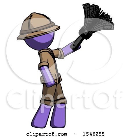 Purple Explorer Ranger Man Dusting with Feather Duster Upwards by Leo Blanchette