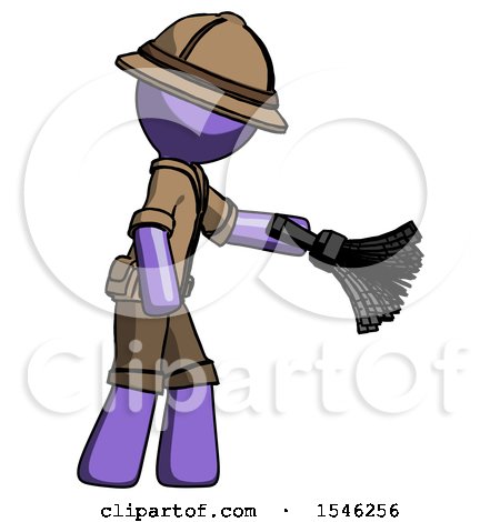 Purple Explorer Ranger Man Dusting with Feather Duster Downwards by Leo Blanchette