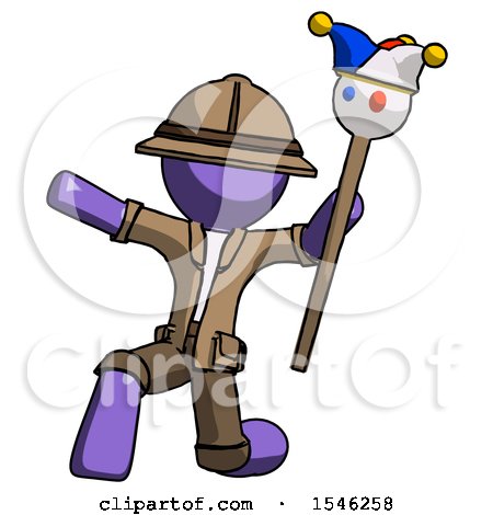 Purple Explorer Ranger Man Holding Jester Staff Posing Charismatically by Leo Blanchette