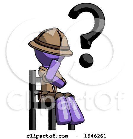 Purple Explorer Ranger Man Question Mark Concept, Sitting on Chair Thinking by Leo Blanchette