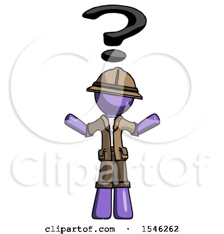 Purple Explorer Ranger Man with Question Mark Above Head, Confused by Leo Blanchette