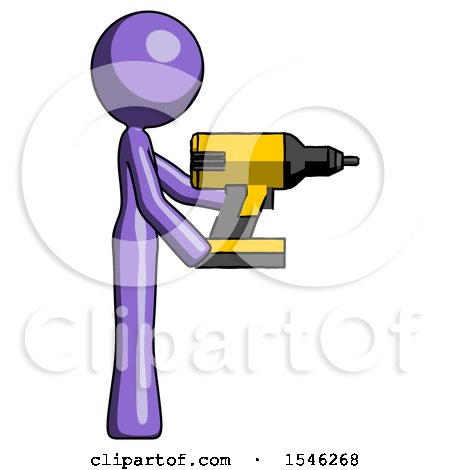 Purple Design Mascot Woman Using Drill Drilling Something on Right Side by Leo Blanchette