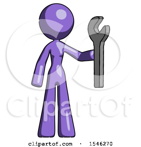 Purple Design Mascot Woman Holding Wrench Ready to Repair or Work by Leo Blanchette