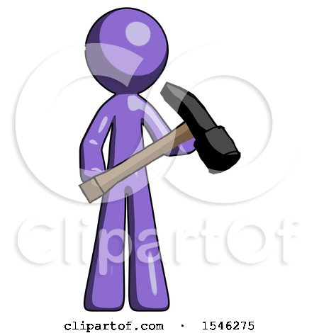 Purple Design Mascot Man Holding Hammer Ready to Work by Leo Blanchette