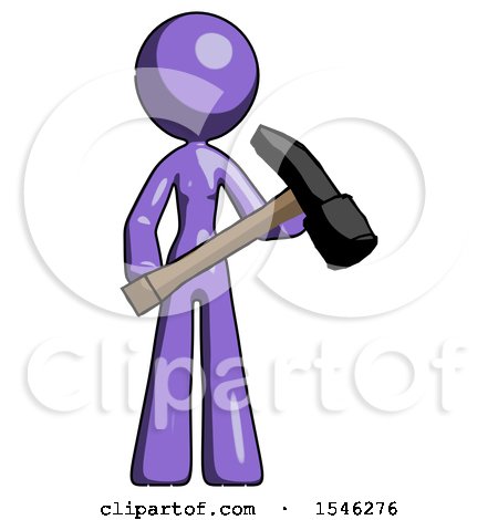 Purple Design Mascot Woman Holding Hammer Ready to Work by Leo Blanchette